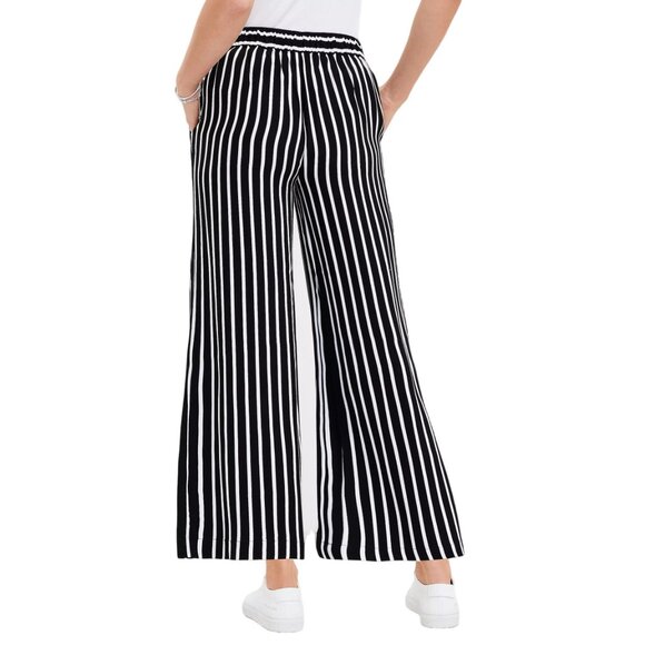 LOFT Fluid Wide Leg Crop Pants‎ in Stripe Size Small - Picture 3 of 7